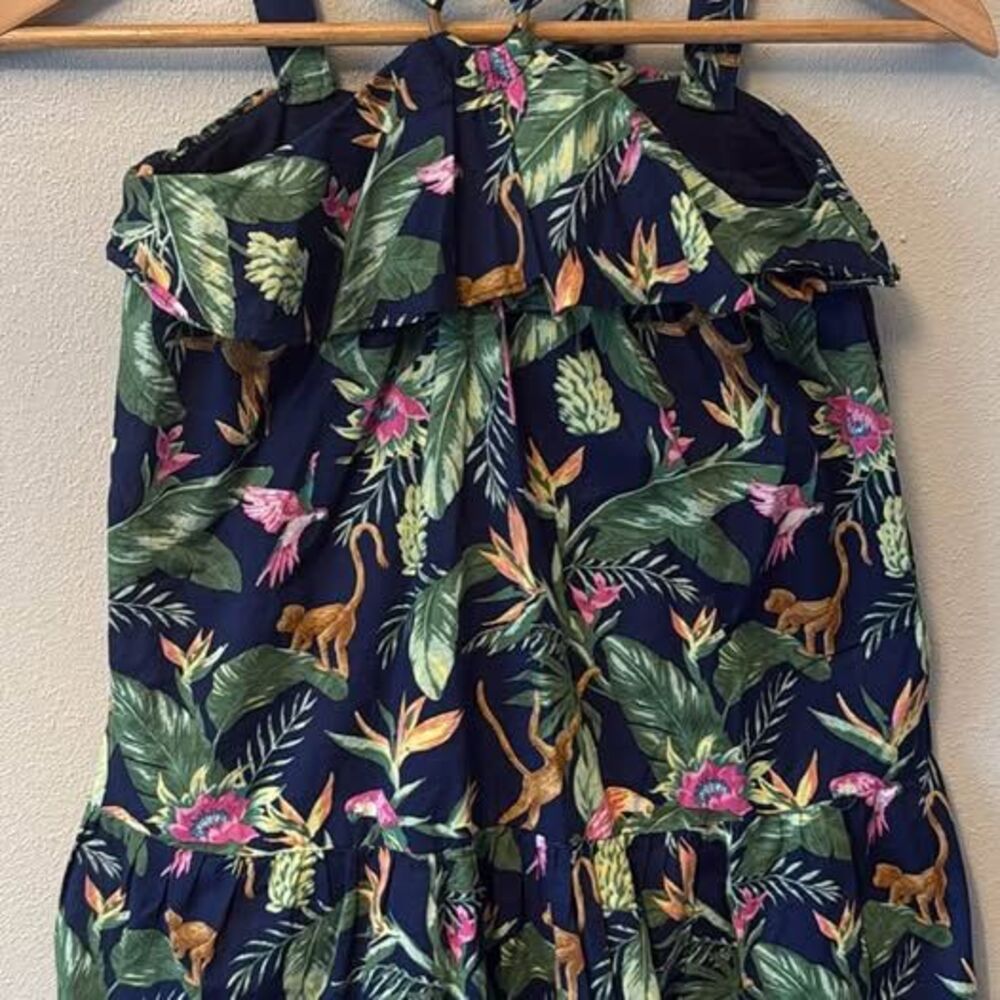 Janie Jack halter sundress jungle monkey parrots tropical beach cruise vaca zoo
